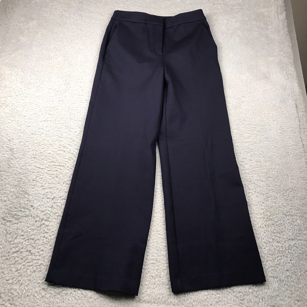 Boden Pants Womens 12R (30x30) Navy Viscose Stretch Flare Wide Leg Slacks
